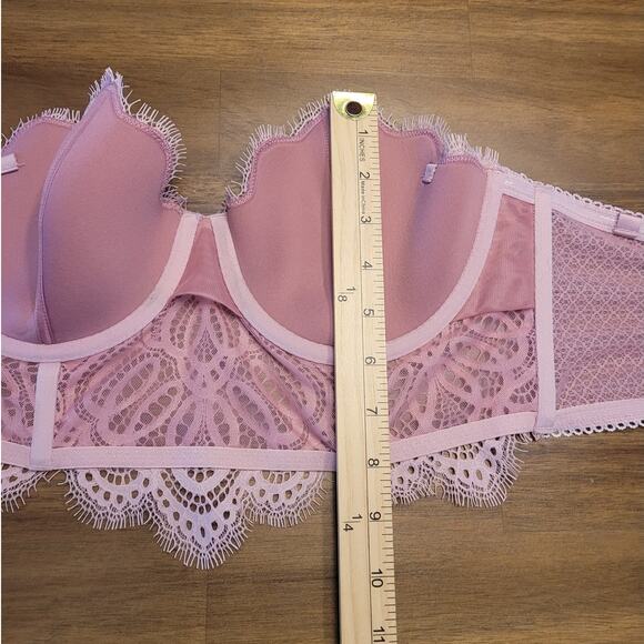 Victoria’s Secret Dream Angels Lace Bustier 32DD Dusty Rose Scalloped Trim NWT - Picture 12 of 13